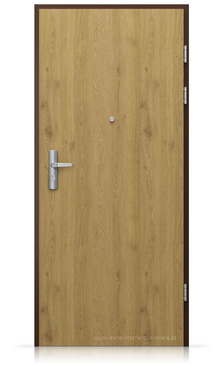 Vchodové protipožární dveře s kovovou zárubní do bytu nebo z domu do garáže KWARC Hladké Portaperfect 3D DUB PŘÍRODNÍ